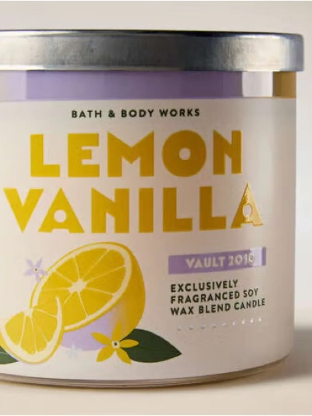Bath & Body Works Lemon Vanilla 3-Wick Candle - Yellow & Lavender Accent - Picture 2 of 4
